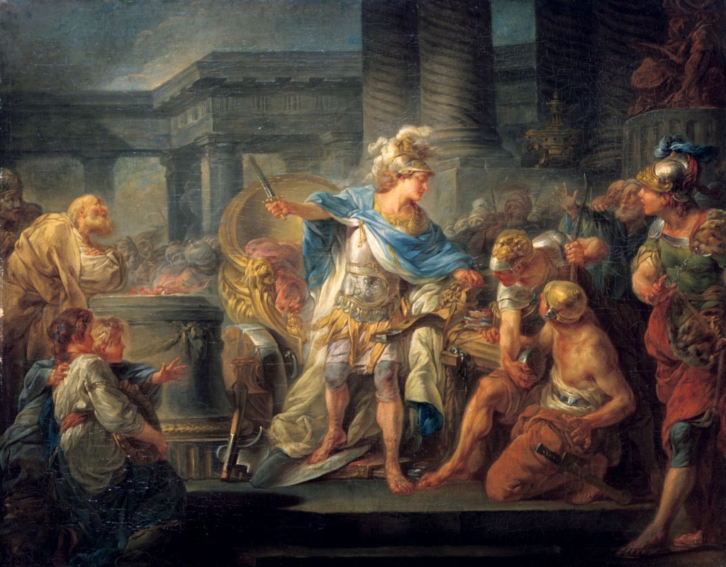 Alexander the Great cuts the Gordium Knot by Jean-Simon Berthélemy (1743–1811)